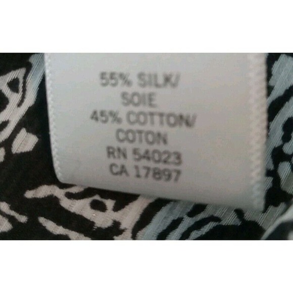 Banana Republic Women's Black White Paisley Ruffle Silk Bld Blouse Sz M Cap Slv - Picture 8 of 9